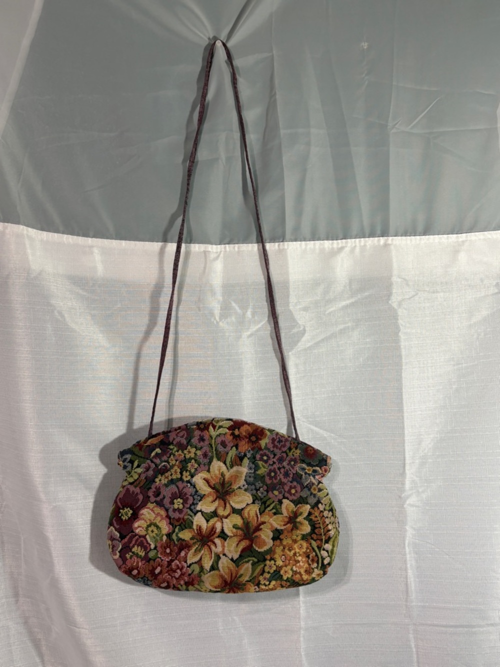 Floral Tapestry Shoulder Bag in Green, Brown, Yellow